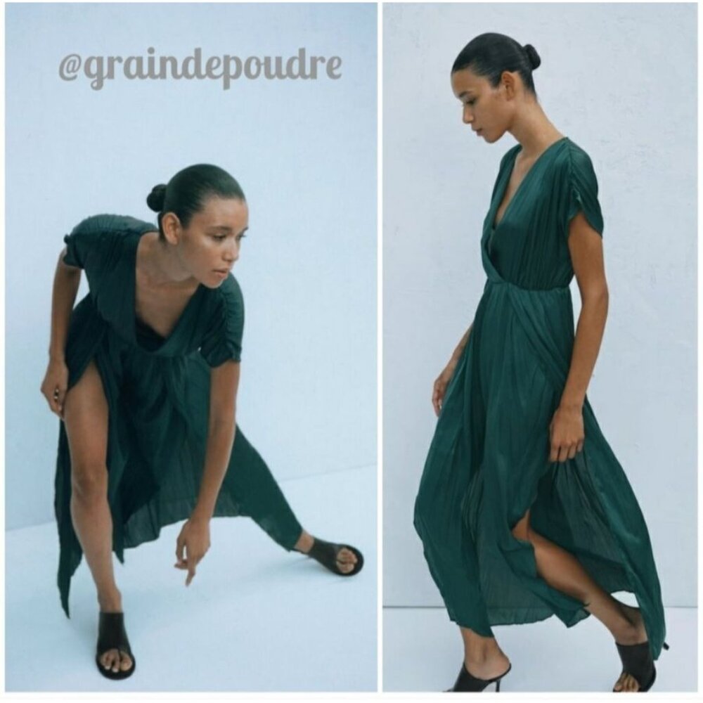 Blue Buttercup Green WideLeg Jumpsuit Whimsy Luxury Lightweight Flowy L Elegant - Picture 9 of 11